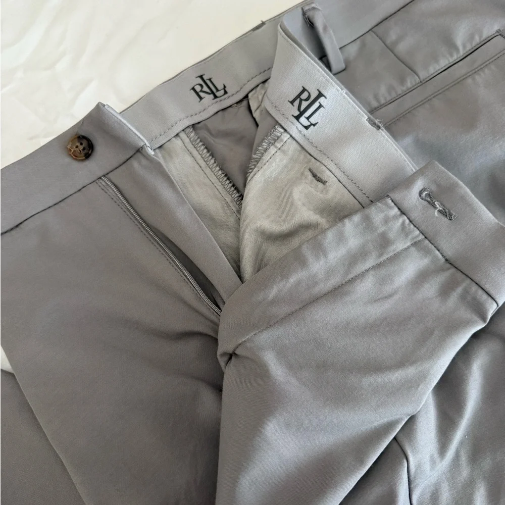 LAUREN Ralph Lauren Gray Trousers - Ultraflex Stretch Flat Front Pants - Picture 2 of 7